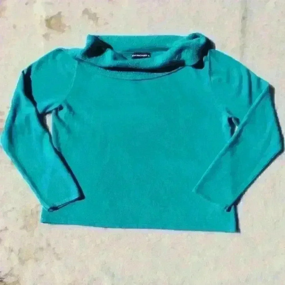 NORTON MCNAUGHTON Knit Teal Sweater Crochet Detail Mock Cowl Neck Women XL - Picture 1 of 9